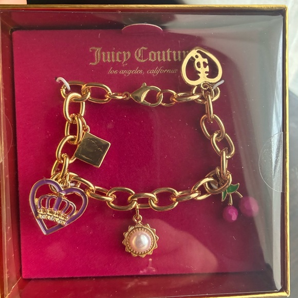 Juicy Couture Bracelet,Juicy Couture Gold Bracelet with Purple and Pink Charms - Picture 8 of 8